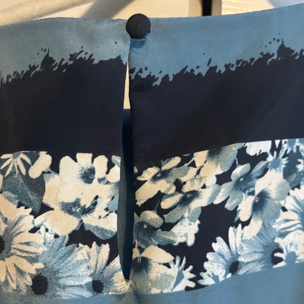LOFT Elegant Blue Floral Women's sleeveless midi dress size XSP NWOT - Picture 9 of 10